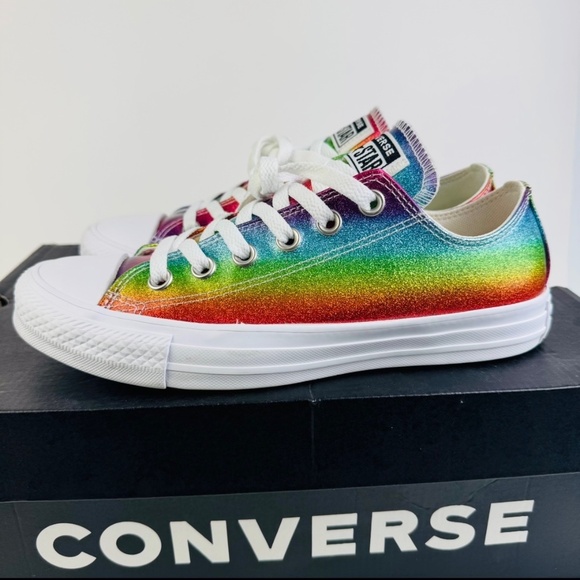 Converse Iridescent Rainbow All Star Low Top Sneakers 167253C Women's Size 7 - Picture 4 of 11
